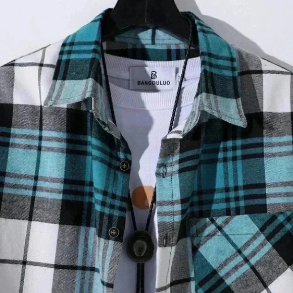 Casual Multicolored Men's Plaid Shirt - Picture 5 of 9